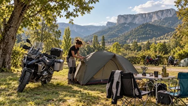 Où camper en toute convivialité avec d’autres motards dans la Drôme ?